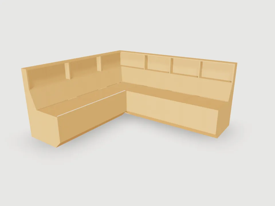 3D render of Breakfast nook with back shelf
