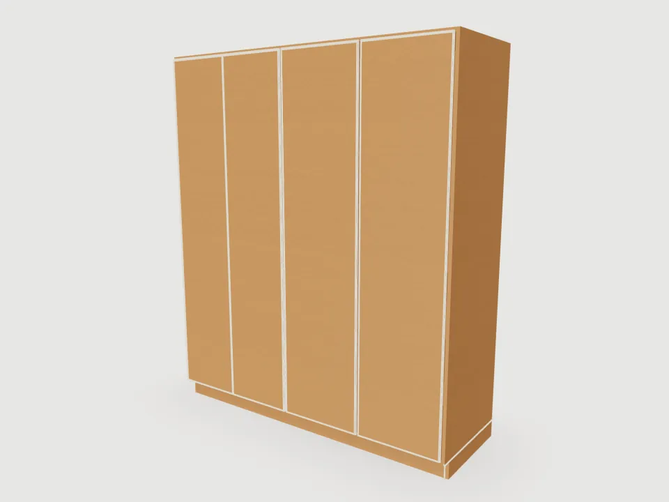 3D render of Four-door wardrobe