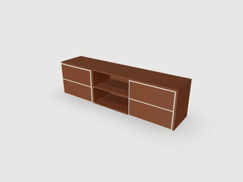 3D render of TV unit with drawers